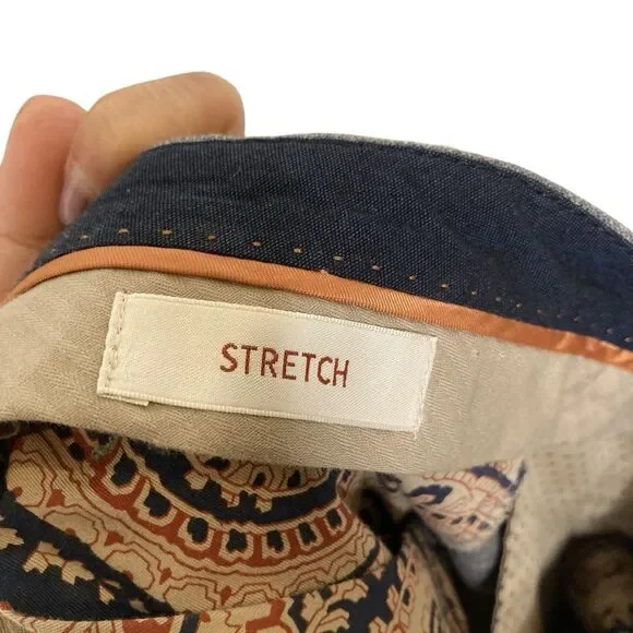 Zanella Mens Size 32 Gray Flat Wool Blend Front Superfine Dress Pants Stretchy